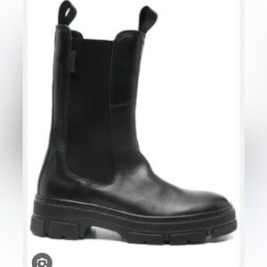 Gant Black Leather Combat Lug Boots